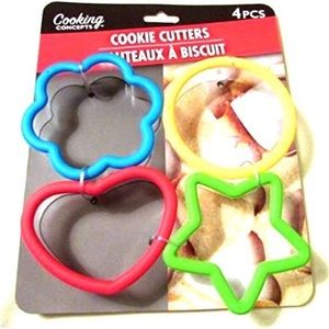 Cooking Concepts Set of 4 Cookie Cutters - Flower, Circle, Heart & Star, NWT